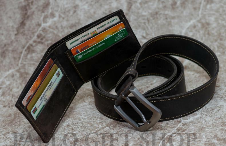 Dark Brown Belt and Wallet