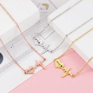 Heartbeat engravable stainless steel  ladies necklace