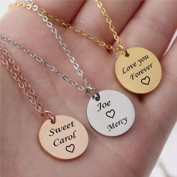 Ladies engravable stainless steel shaped necklaces