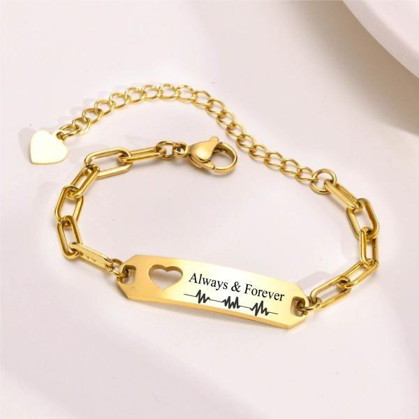 Ladies gold stainless steel engravable bracelet