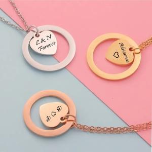 'Ring love heart shaped engravable necklace