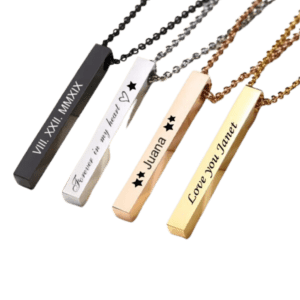 Unisex vertical stainless steel pendant necklace