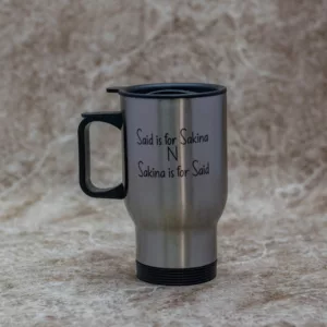 Black And Silver Branded Thermal Mug
