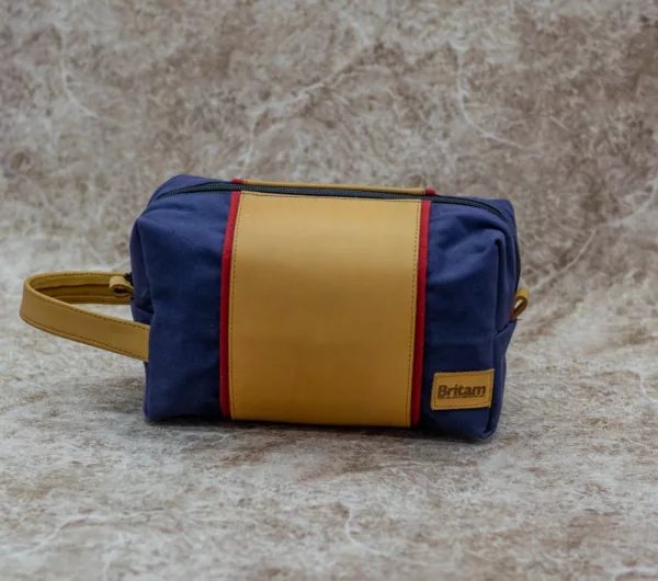 Brown And Navy Canvas Blue Wash Bag