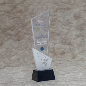 Customized Clear Crystal Trophy with a Black Base