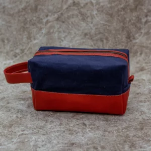 Red And Navy Blue Canvas Toiletry Bag