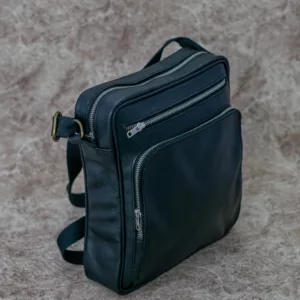 Black Unisex Leather Sling Bag