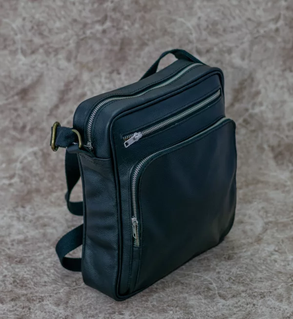 Black Unisex Leather Sling Bag