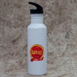 Branded White Metallic Water Bottle