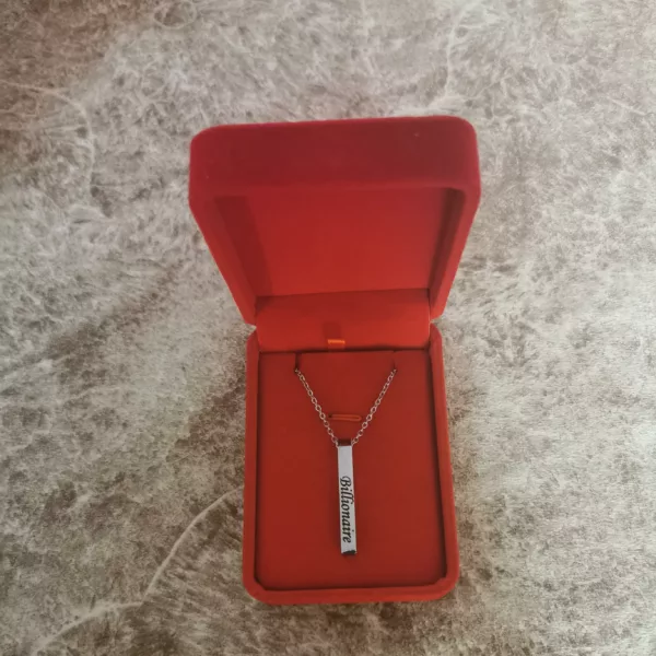 Four Sided Bar Engraved Necklace