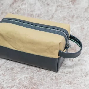 Pure Leather and Canvas Wash Bag