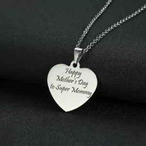 Engraved Mothers Day Love Pendant Necklace Gift for Mom